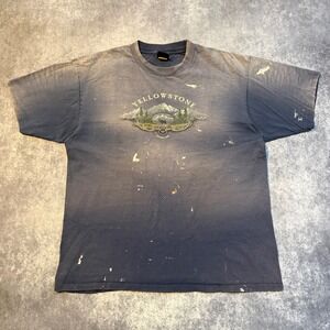 Vintage Yellowstone National Park Faded Graphic T Shirt Mens XL